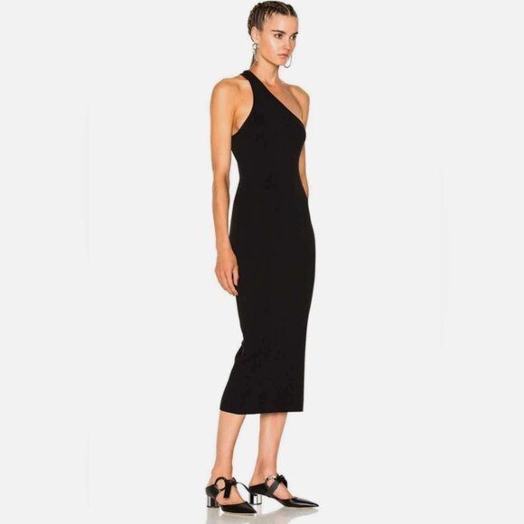 A.L.C. Theo Black One Shoulder Knit Midi Dress - Picture 1 of 7